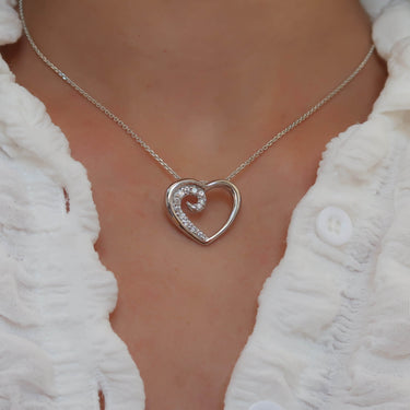 Silver Heart CZ Necklace